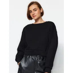 Trendyol Round Neck Crop Pullover Sweatshirt-picture-28