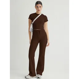 Trendyol Round Neck Crop Top And Trousers-image-3