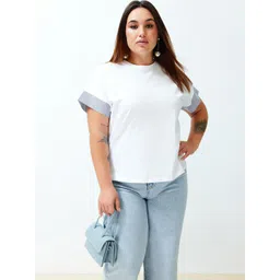 Trendyol Round Neck Extended Sleeves Regular Fit Cotton T-shirt-picture-28