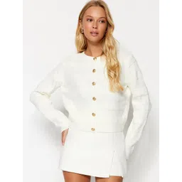 Trendyol Round Neck Long Sleeves Striped Cardigan-picture-35