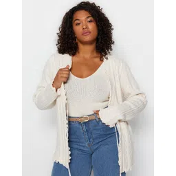 Trendyol Self Design Cable Knit Front-Open Sweaters-picture-12