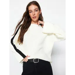 Trendyol Self Design Mock Collar Acrylic Pullover Sweater-picture-16