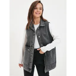 Trendyol Sleeveless Pure Cotton Denim Jacket-picture-14