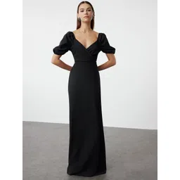 Trendyol Solid Puff Sleeve Maxi Dress image 1