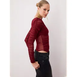 Trendyol Solid Round Neck Long Sleeves Bodysuit image 1