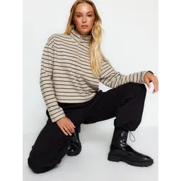 Trendyol Striped High Neck Pullover Sweatshirt-picture-37