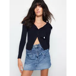 Trendyol Striped Lapel Collar Ribbed Cardigan Sweaters-picture-42