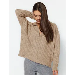 Trendyol Striped Shirt Collar Pullover image 5