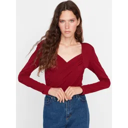 Trendyol Sweetheart Neck Long Sleeves Wrap Bodysuit-picture-28