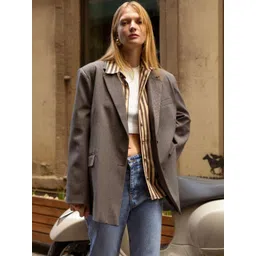 Trendyol Textured Notched Lapel Collar Single Breasted Casual Blazer-picture-35