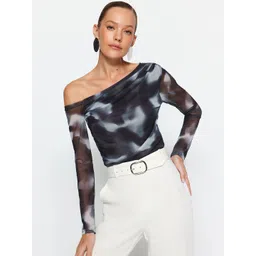 Trendyol Tie & Dye One Shoulder Net Top-image-39