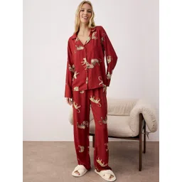 Trendyol Women Animal Printed Night suit-picture-33