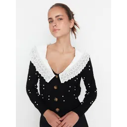 Trendyol Women Black Cardigan with Embellished Detail-picture-40