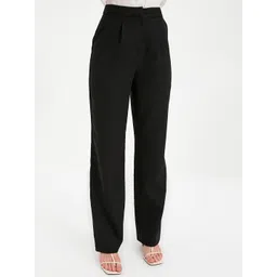 Trendyol Women Black Solid Pleated Trousers-picture-30