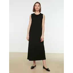 Trendyol Women Black Solid Sleeveless Cotton A-Line Midi Dress-picture-33
