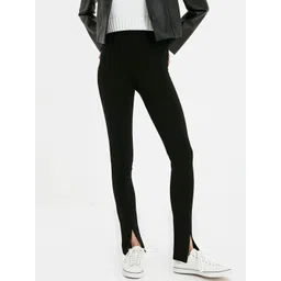 Trendyol Women Black Split Hem Regular Trousers-picture-40