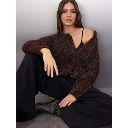 Trendyol Women Boucle Crop Cardigan Sweaters with Fuzzy Detail-picture-35