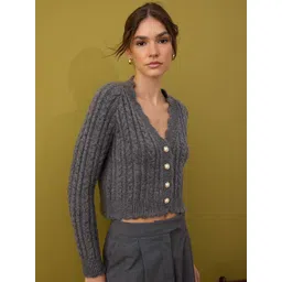 Trendyol Women Cable Knit Crop Cardigan-picture-37