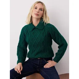 Trendyol Women Cable Knit Shirt Collar Pullover-picture-31