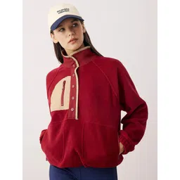 Trendyol Women Colourblocked Mock Collar Oversized Sweatshirt-picture-35