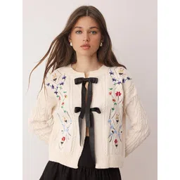 Trendyol Women Floral Cardigan with Embroidered Detail-picture-17