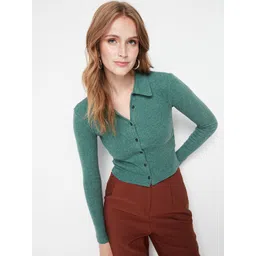 Trendyol Women Green Solid Shirt Style Top-picture-17