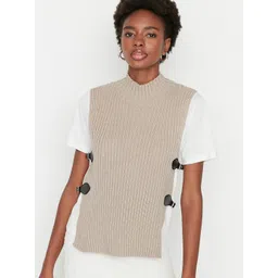 Trendyol Women Grey Cardigan with Belted Detail-picture-13