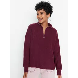 Trendyol Women Maroon Acrylic Pullover-picture-38