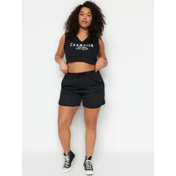 Trendyol Women Mid Rise Pure Cotton Denim Shorts-picture-35