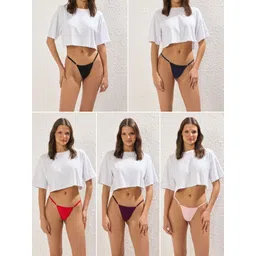 Trendyol Women Pack Of 5 Low Rise Thong Briefs-picture-10