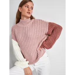 Trendyol Women Pink  Off White Pullover Sweater image 1