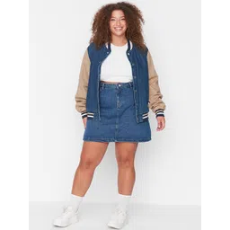 Trendyol Women Plus Size Denim Straight Above Knee Length Skirt-picture-36