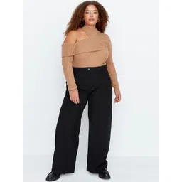 Trendyol Women Plus Size Mid Rise Parallel Trousers-picture-30