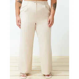Trendyol Women Plus Size Mid-Rise Pleated Trousers-picture-18