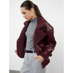 Trendyol Women Plush Detail Biker Jacket-picture-24