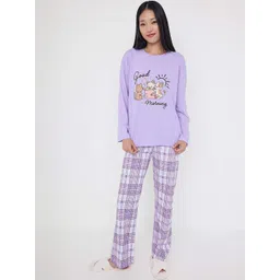 Trendyol Women Printed T-shirt & Checked Pyjamas Nightsuit-picture-18