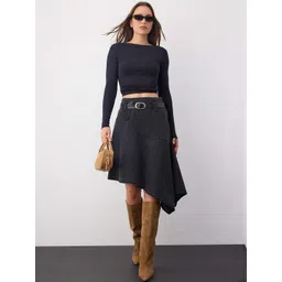 Trendyol Women Pure Cotton A-Line Knee Length Skirt-picture-36