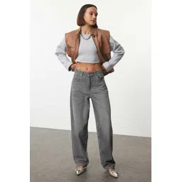 Trendyol Women Pure Cotton Mid-Rise Light Fade Jeans-picture-34