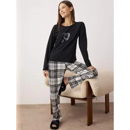 Trendyol Women Pure Cotton Printed Night suit-picture-27