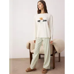 Trendyol Women Pure Cotton Printed Night suit-picture-27