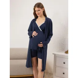 Trendyol Women Pure Cotton Shoulder Straps Top & Shorts Night suit-picture-35