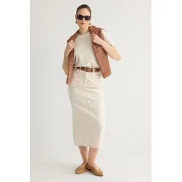 Trendyol Women Pure Cotton Straight Midi Skirt-picture-36