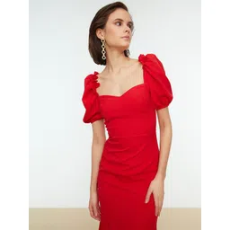 Trendyol Women Red Solid A-Line Dress image 2