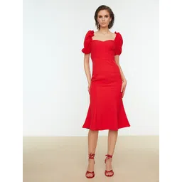 Trendyol Women Red Solid A-Line Dress image 5
