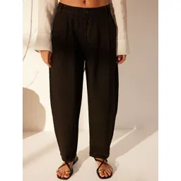 Trendyol Women Regular Fit Mid-Rise Linen Parallel Trousers-picture-35