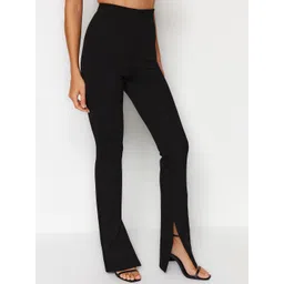 Trendyol Women Regular Fit Mid-Rise Plain Trousers-picture-30