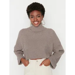 Trendyol Women Ribbed Crop Pullover-picture-22