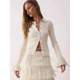 Trendyol Women Ribbed Shirt Collar Cardigan-picture-26