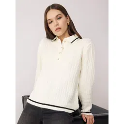 Trendyol Women Ribbed Shirt Collar Pullover-picture-30