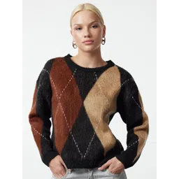 Trendyol Women Round Neck Colourblocked Long Sleeves Pullover-picture-14